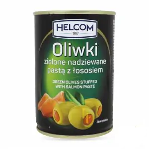 Товар Оливки "HELCOM" зелені з лососем, 280g (12 шт/ящ)