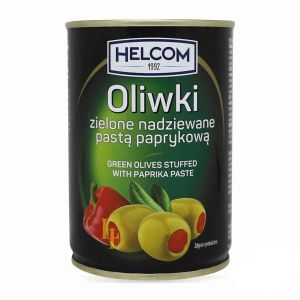 Товар Оливки "HELCOM" зелені з паприкою, 280g (12 шт/ящ)