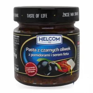 Товар Паста HELCOM 190g з чорних маслин з помідорами та сиром фета