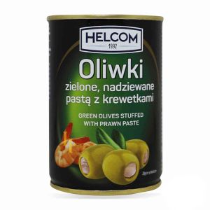 Товар Оливки "HELCOM" зелені фаршировані пастою з креветками, 280g (12 шт/ящ)