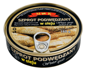 Товар Шпроти в олії "M&K" у жерстяній банці, 160г (36 шт/ящ)