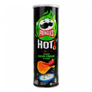 Товар Чипси гострі "PRINGLES" Hot Kickin' Sour Cream зі смаком сметани та цибулі, 160g (19 шт/ящ)