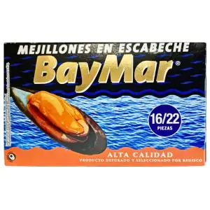 Товар Мідії "BayMar" (16/22 шт) в маринаді 120мл, Іспанія (50 шт/ящ)